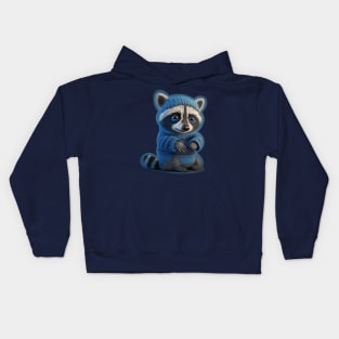 Cute Raccoon wearing Christmas sweater Kids Hoodie